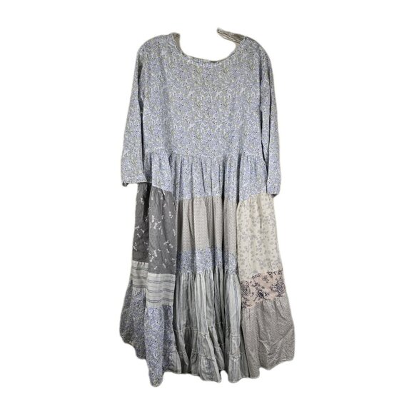 Nadir of Positano Cottagecore Patchwork Dress‎ Blue Floral Lagenlook CB Positano - Picture 3 of 11